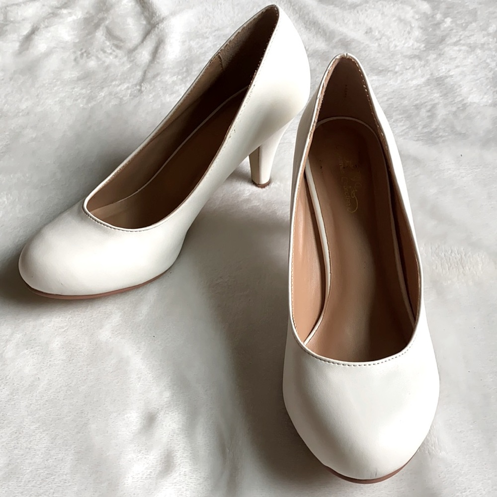 Short white heels